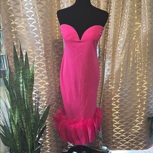 Fashion Nova Pink Ruffled Bodycon Dress